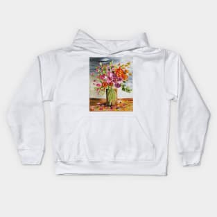 Beautiful Orange and Pink Floral Bouquet Painting Kids Hoodie